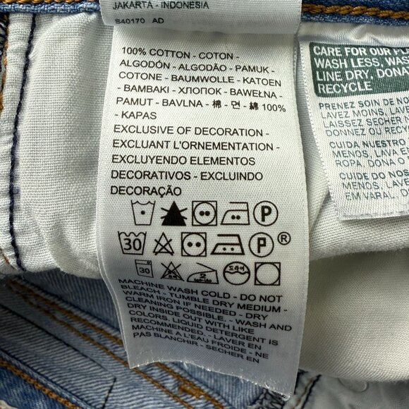 Levi's Wedgie Straight Button Fly Jeans Sz 28 Big E Distressed Raw Hem Cropped - Picture 12 of 13